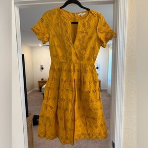 Yellow Embroidered Women's Dress
